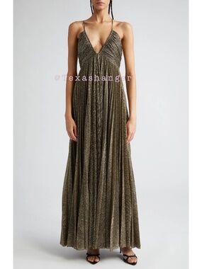 ALC NWT Angelina II Metallic Maxi Dress Size 4 Gold